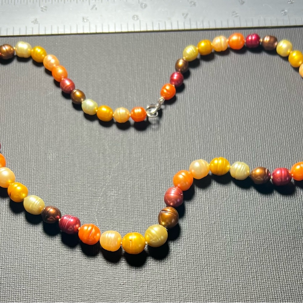 Honora Pearl Autumn Beauty Fall Colors 20” Necklace Sterling Silver Clasp H18